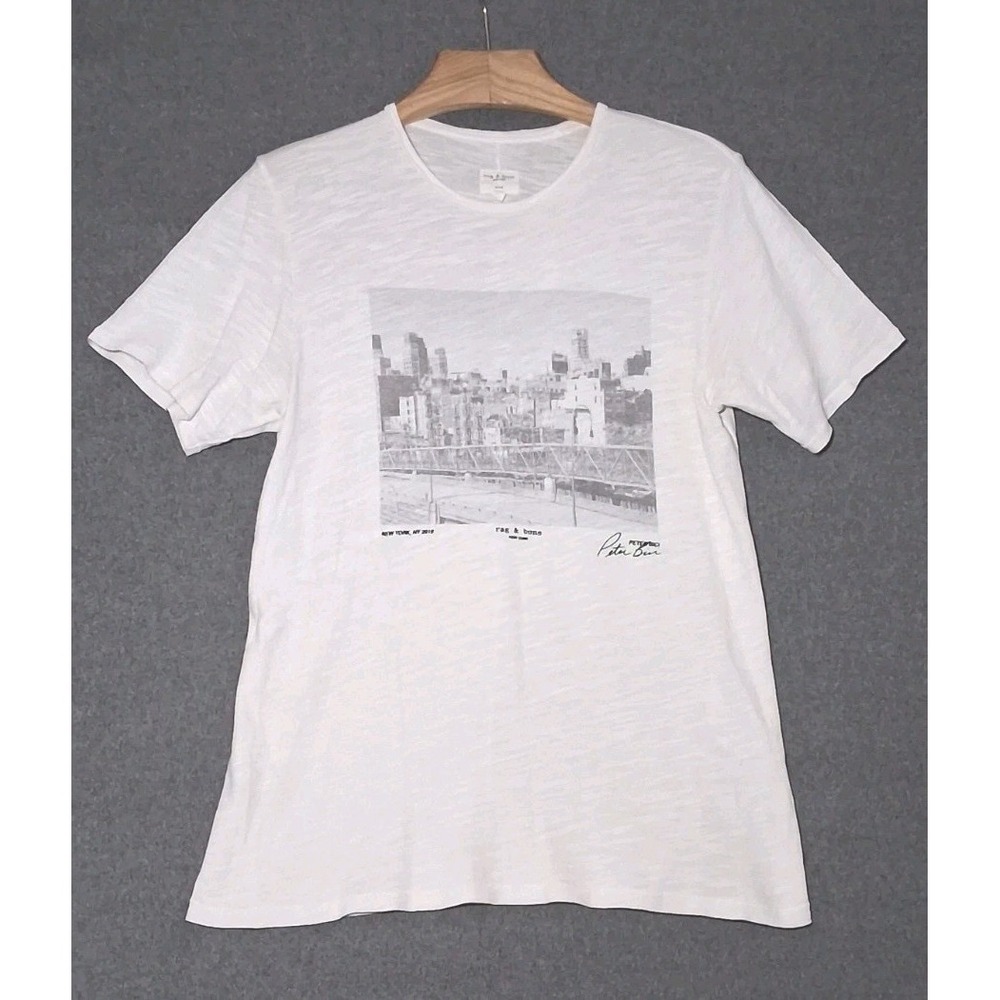 Rag & Bone Mens Peter Bici Graphic T-Shirt Size Medium White  NY 2019 Streetwear